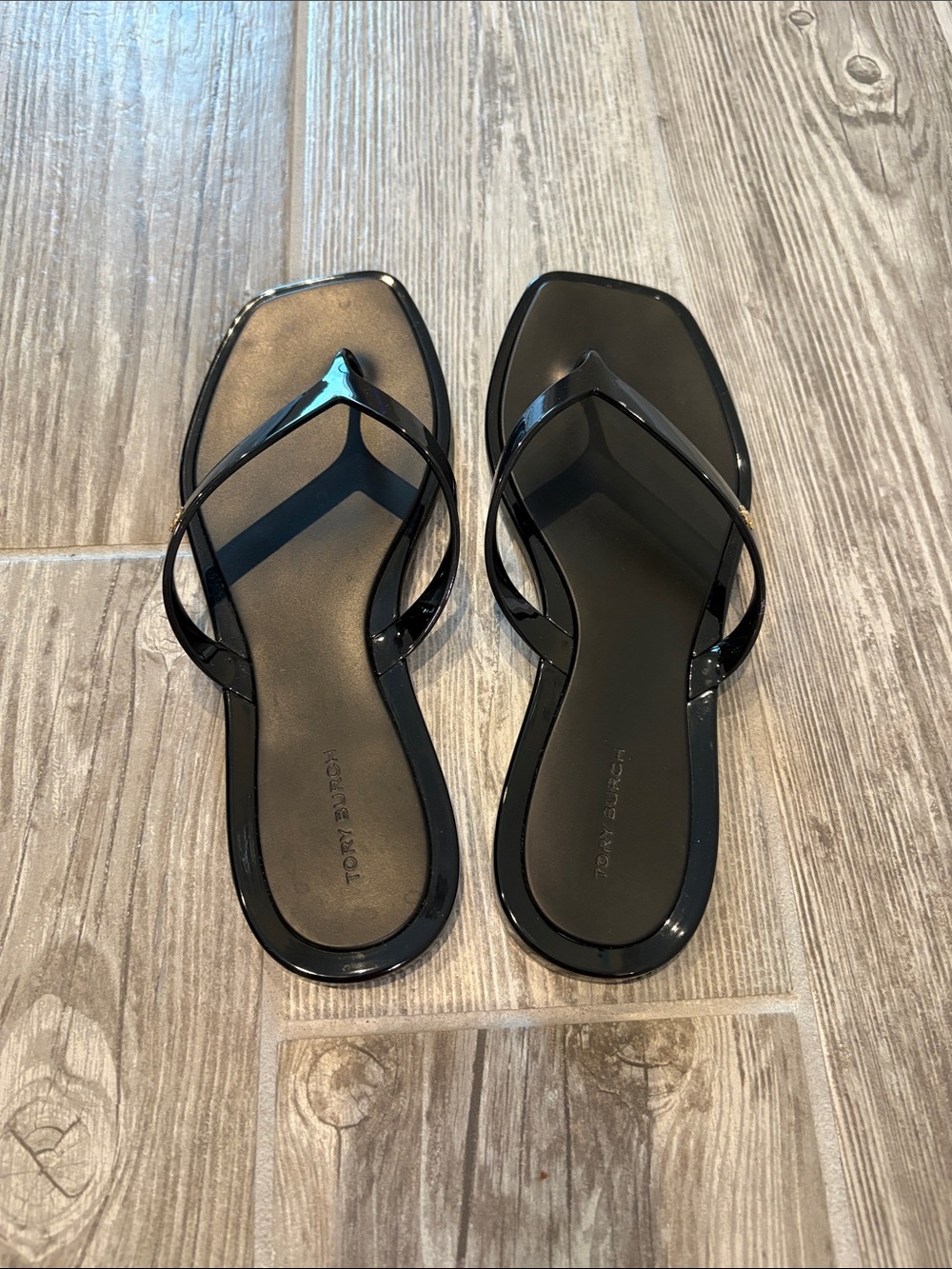 Tory Burch Black Square-Toe Jelly Sandals - Picture 2 of 7